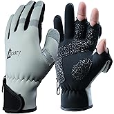 Drasry Neoprene Fishing Gloves Touchscreen 3 Cut Fingers Warm Cold Weather Suitable for Men and Women Ice Fishing Fly Fishing Photography Motorcycle Running Shooting