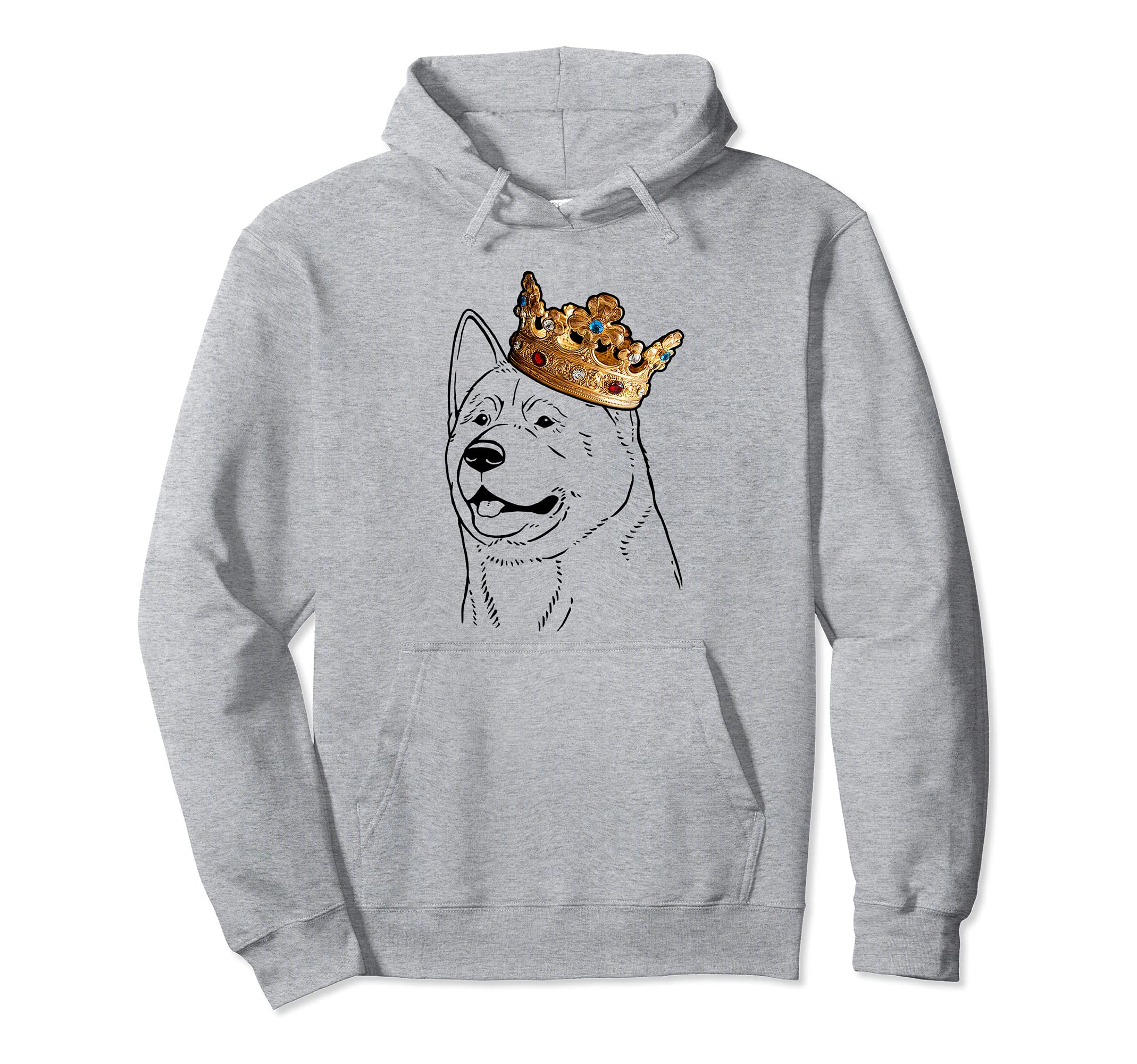 Akita Dog Wearing Crown Pullover Hoodie