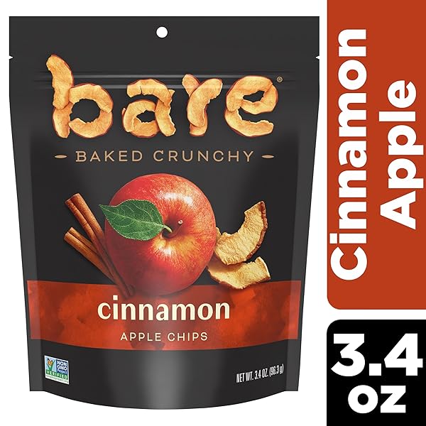 BARE BAKED CRUNCHY APPLE CHIPS, CINNAMON APPLE, GLUTEN FREE, 3.4 OZ BAG