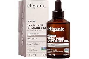 Cliganic Pure Vitamin E Oil for Skin, Scars, Hair & Face - 30,000 IU, Non-GMO Verified | Natural D-Alpha Tocopherol