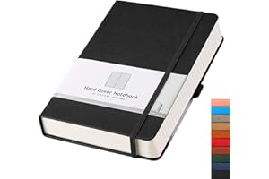 AHGXG Thick Journal Lined Notebook - 320 Numbered Pages Journal for Women A5 Notepad College Ruled, 100gsm Paper, Leather Hardcover, for Men Writing Work Office School, 5.75'' X 8.38''-Black