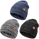 MSDC 3 Pack Winter Hats for Men, Warm Fleece Lined Beanie for Men Women, Fashionable Knit Hat Skull Cap for Cold Weather