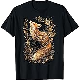 Fox Silhouette Foxes with Flowers Cottagecore Aesthetic T-Shirt