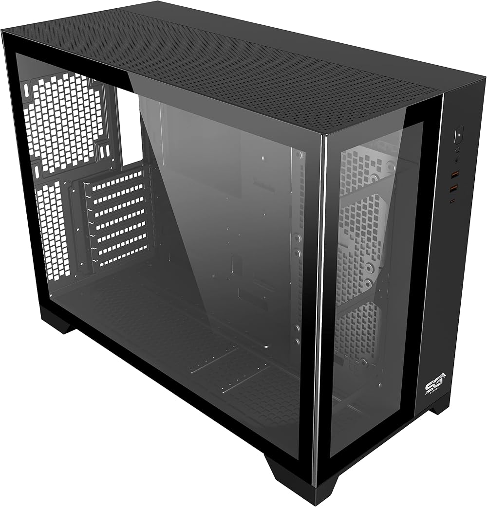 SaharaGaming Case Tempered Glass Mesh Metal Panel RGB Cooling System