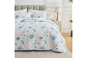 Hitime Printed Quilt Set Twin Size, Lightweight Comforter Set, Oversized Bedspread Coverlet Quilted Bedding Set, with 2 Match