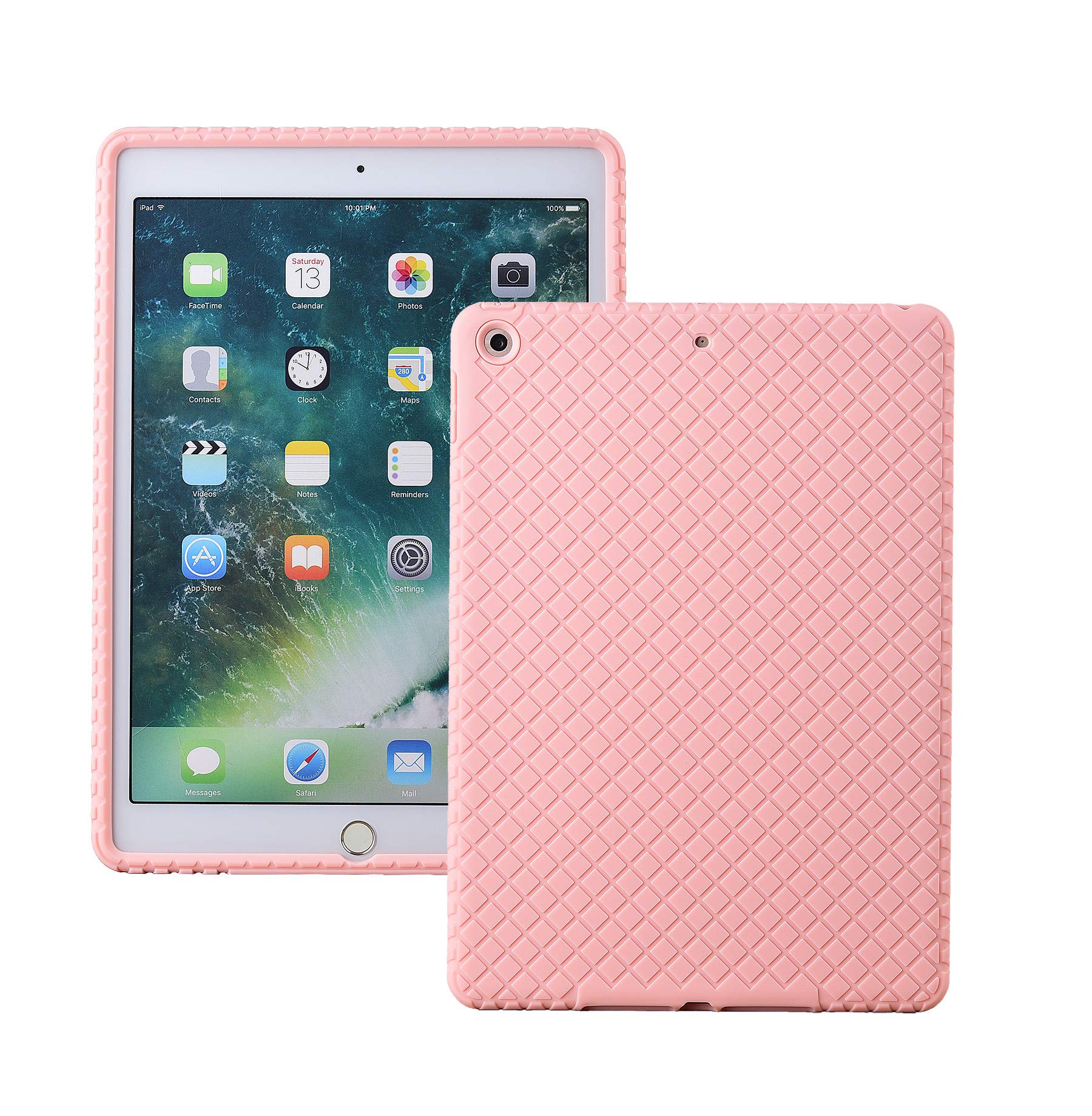 VEAMOR iPad 9.7” 2018/2017 Silicone Back Case Cover, Anti Slip Flexible Rubber Protective Skin