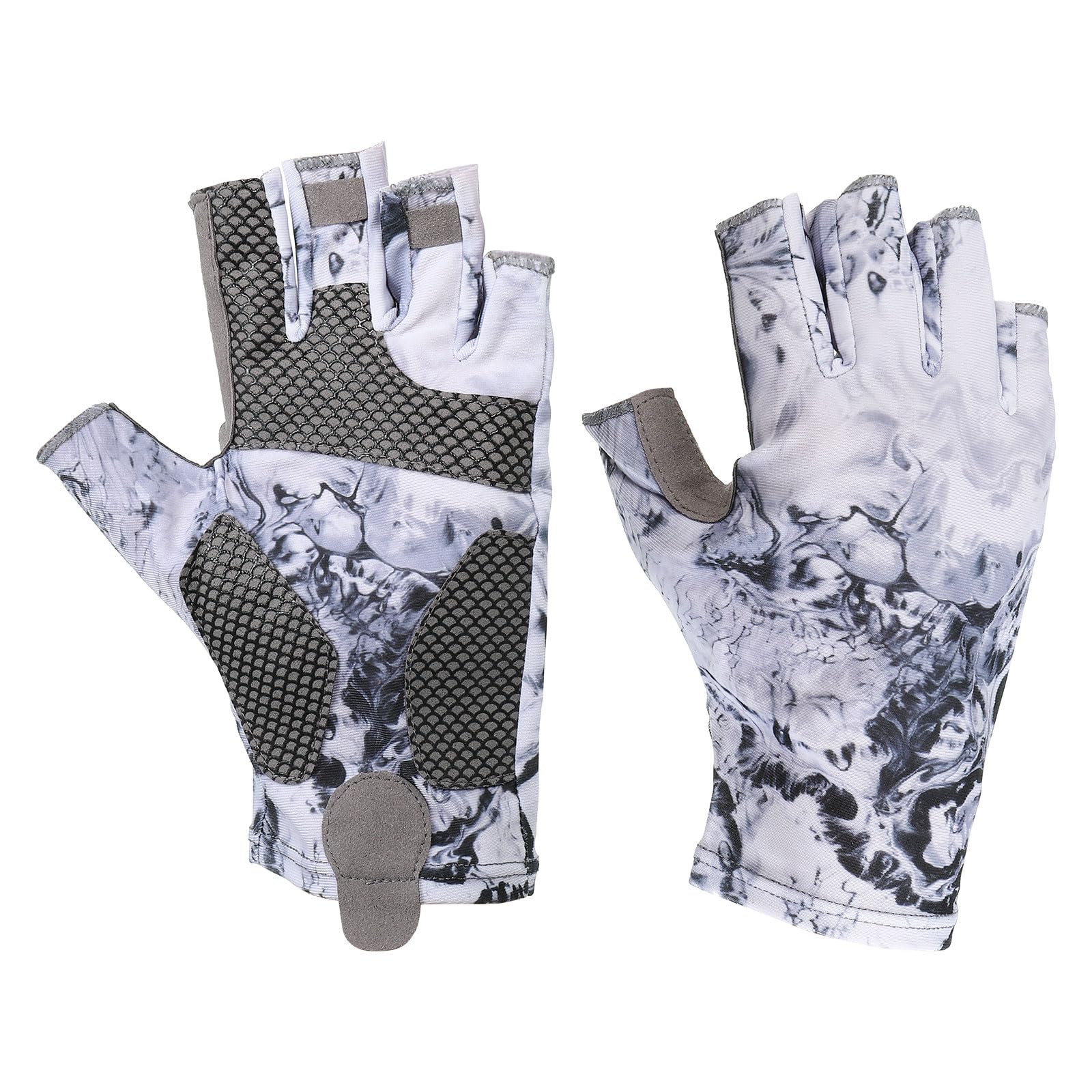 PATIKIL Fishing Gloves, 1 Pair Breathable Fingerless Sun Protection Gloves for Men Women Cycling Hiking Kayaking Rowing Cycling Hiking, Grey (M Size)
