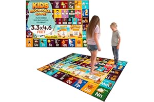 MOMOTOYS Educational Rug – Non-Slip ABC Carpet for Kids Room – 55" x 39" Soft Alphabet Kids Rug for Playroom, Daycare, Preschool, Classroom, Play Mat – Childrens ABC Mat with Letters Numbers Animals Months