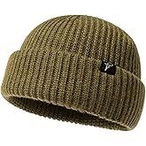 Oversize L/XL/XXL Merino Wool Blend Short Fisheman Beanie Lightweight Warm Hat for Cold Weather Winter