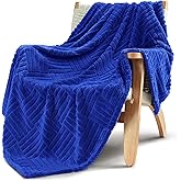 Whale Flotilla Lightweight Fleece Throw Blanket for Couch, Fuzzy Soft Blankets with Decorative Jacquard Pattern for All Season, Warm and Fluffy, 50x60 Inch, Blue