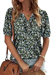 KISSMODA Women's Tunic Tops Casual V Neck Short