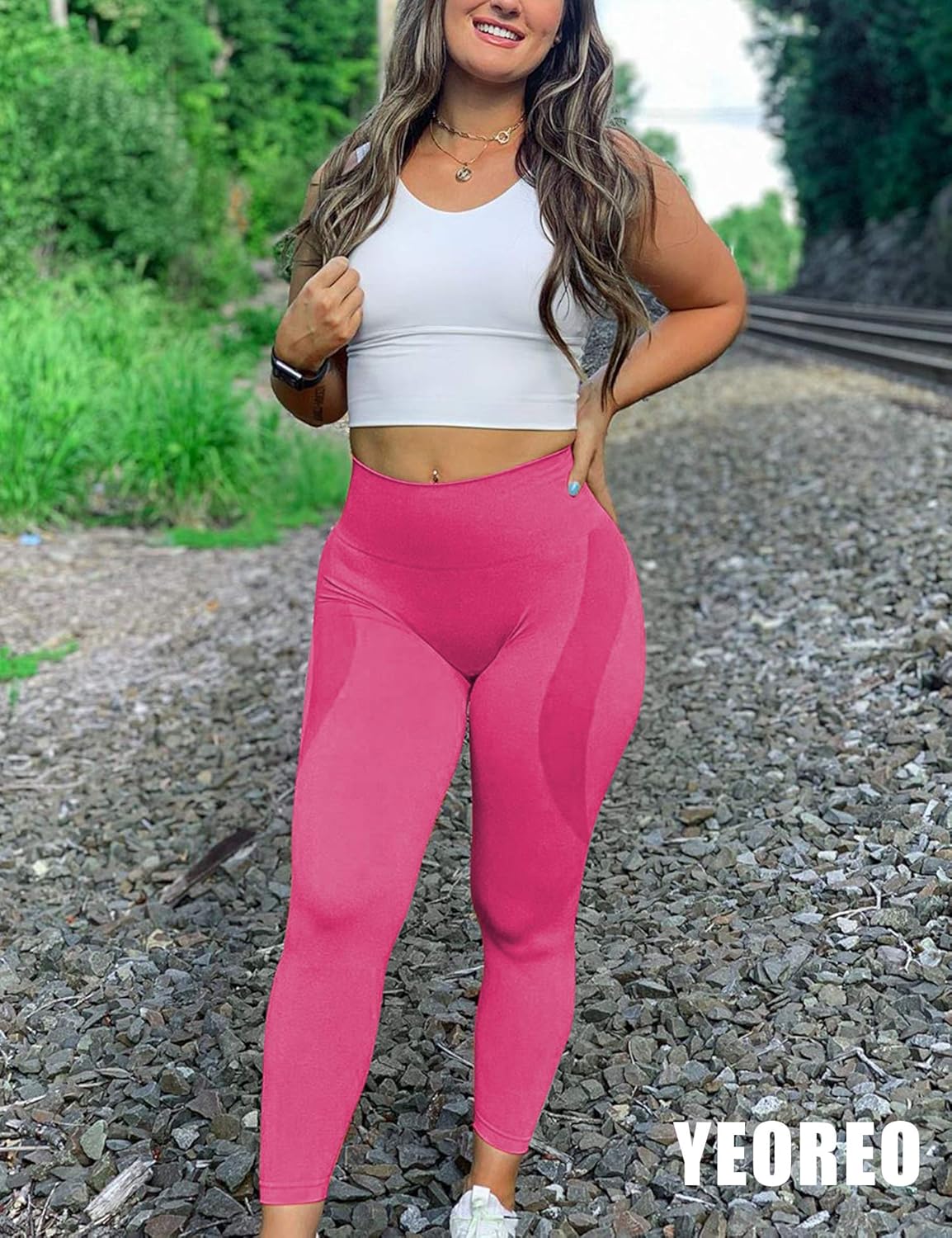 Yeoreo Women High Waist Workout Gym Smile Contour Seamless Leggings Yoga Pants Tights