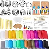 Snoghmil Polymer Clay Earring Making Kit with Gift Box, Including 32pcs Polymer Clay Cutters, 24pcs Oven Bake Clay, 30 Set Earring Rings&Hooks, Jewelry Making Kit for Teen Girls