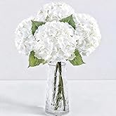 LCKRVOL 3Pcs 21" Real Touch White Hydrangea Artificial Flowers, Realistic Latex Faux Hydrangea Flowers Full Fake Hydrangeas for Home Party Wedding Floral Arrangements Centerpieces Outdoor Decor