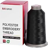 BAI Polyester Embroidery Machine Thread 5000 Yards Black+402 | 40WT Commercial Grade Embroidery Thread High-speed Performance with Stable Tension and Smooth Feeding Professional Machine