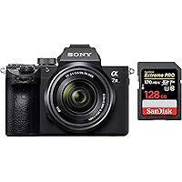 Sony Alpha ILCE-7M3K Full-Frame 24.2MP Mirrorless Digital SLR Camera with 28-70mm Zoom Lens + SanDisk 128GB Extreme Pro SDXC UHS-I Card - C10, U3, V30, 4K UHD, SD Card