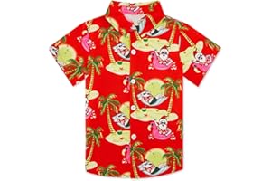 Enlifety 2-10T Kids Hawaiian Shirt Boys Girls Short Sleeve Button Down Shirts Hawaii Summer Casual Blouse