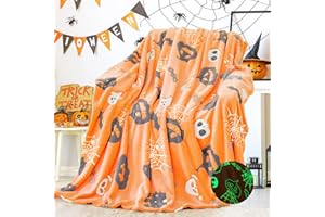 inhand Halloween Blanket Gifts Glow in The Dark Blanket and Toys for Kids Spider Webs Pumpkin Ghost Spooky Plush Soft Halloween Decorations Throw Blanket for Kids to Party Sofa Bed Living Room 50"X60"