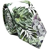 DAZI Men's Skinny Tie Floral Print Cotton Necktie, Great for Weddings, Groom, Groomsmen, Missions, Dances, Gifts.