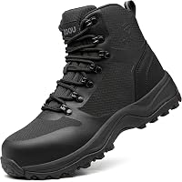 Durfino Waterproof Steel Toe Boots For Men - 6" Leather Mens Work Boots, Slip-Resistant, Puncture Proof Midsole, Indestructible Construction Boots, Ideal For Construction & Industrial Use (Wide, 10