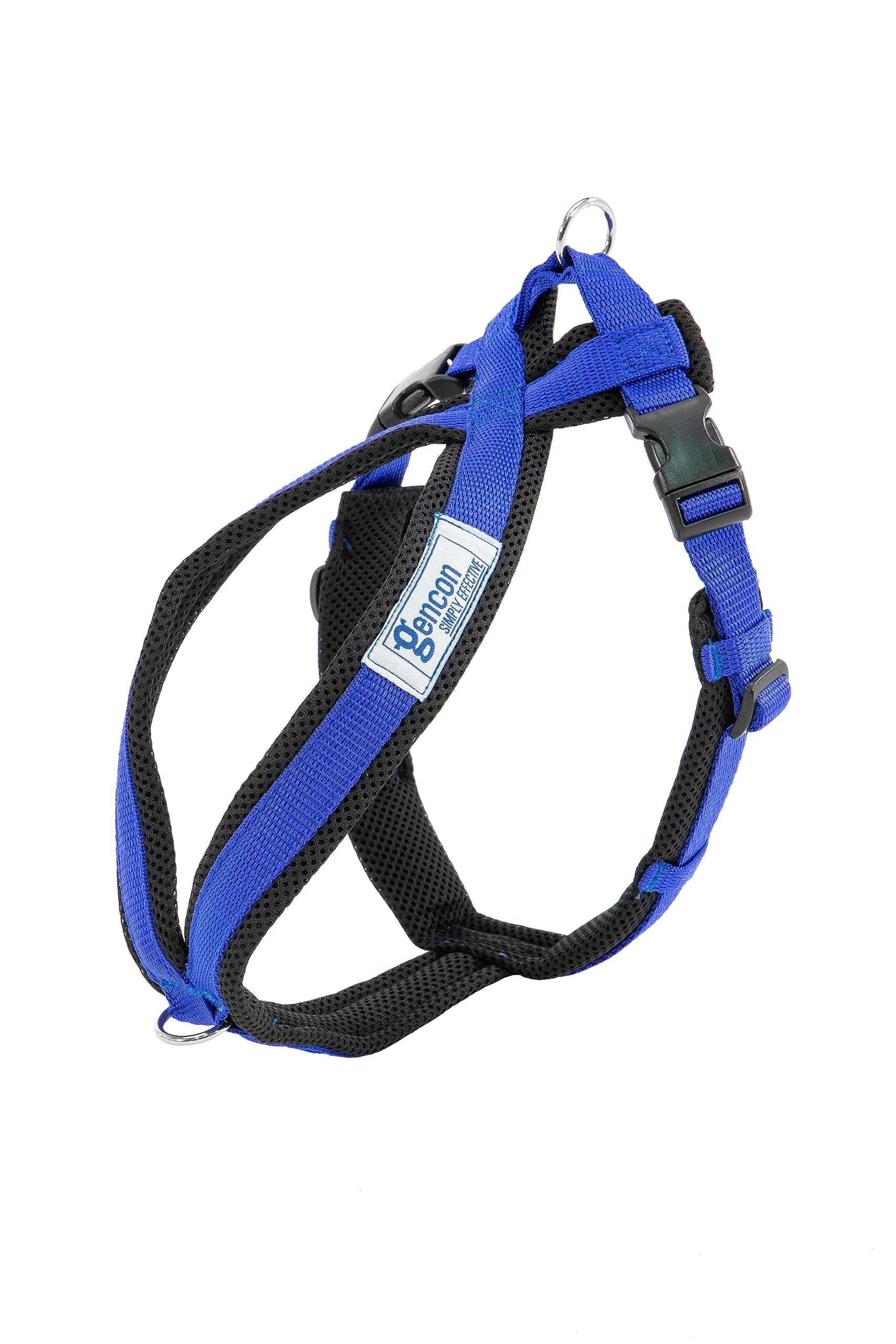 Gencon - Airmesh Medium Dog Harness - Lightweight, Breathable & Adjustable - Two Lead Attachment Points - Practical Dog Training & Behaviour Aid - Made in Britain - Blue