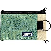 Chums Surfshorts Wallet - Lightweight Slim Wallet with RFID Blocking Card & Clear ID Window - Zippered, Water Resistant w/Key Ring (Green Topo)