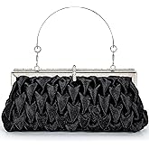 Classic Satin Clutch Bag Diamante Embellished Formal Evening Handbag for Wedding Prom Party Purses