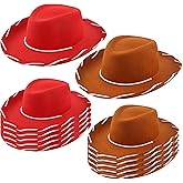 SGBETTER 12 Pcs Child Felt Cowboy Hats Wide Brim Cowboy Cowgirl Hat Rodeo Western Hat for Kids Halloween Cosplay Accessories