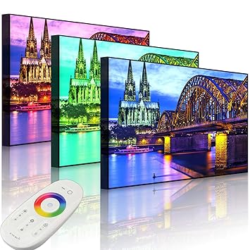 Skyline Von Manhattan Leuchtbild Led Bild Fully Lighted Bilder Drucke Mobel Wohnen