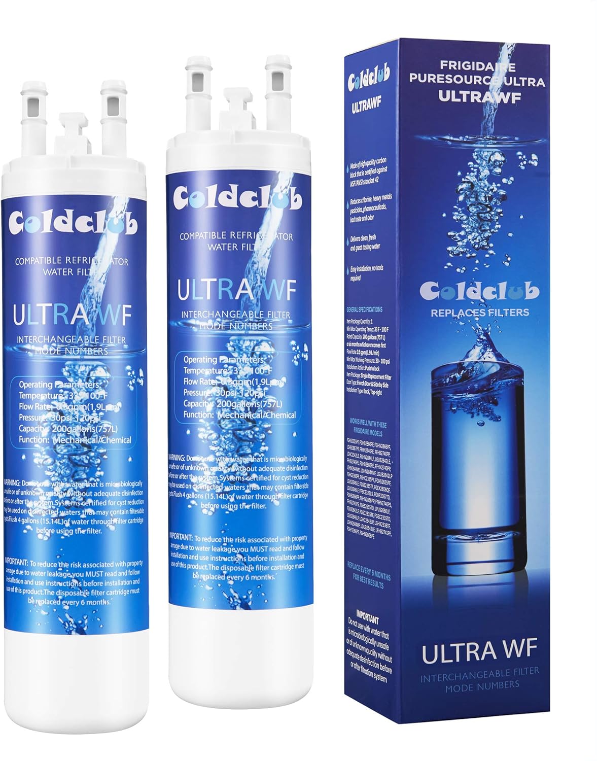 CWATER ULТRАＷF Pure-Source Ultra Water Filter Compatible for French Door Refrigerators (2-PCS)