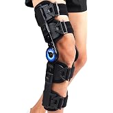 Orthomen Hinged ROM Knee Brace, Adjustable Post Op Immobilizer for ACL MCL Recovery Walking Exercises, Leg Length 19 to 27 Inches Ambidextrous Single Stabilizer