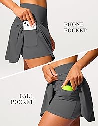 SANTINY 14" Tennis Skirt Golf Skorts with Pockets