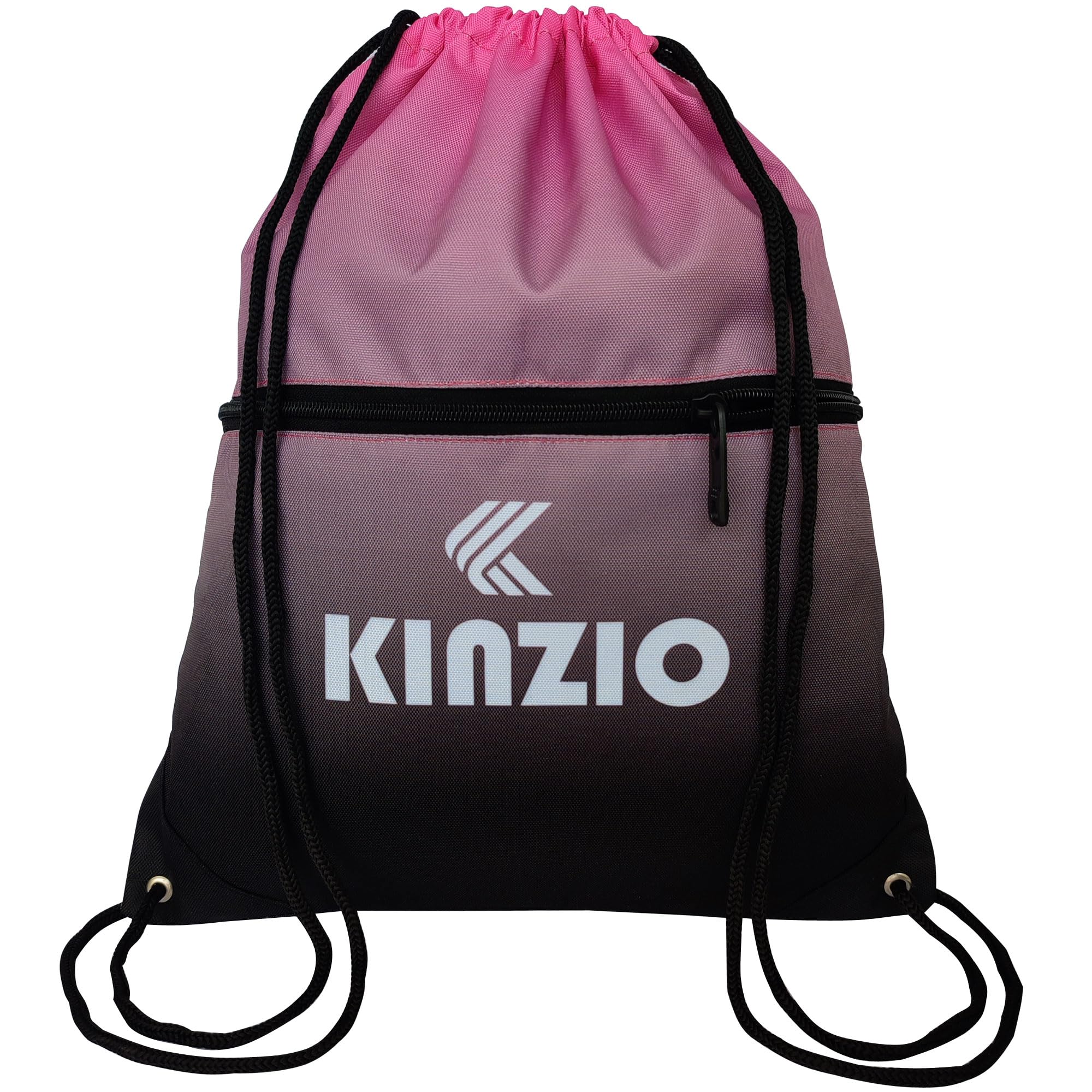 KINZIO Drawstring Gym Sport Bags Waterproof for kids Multi use Beach Sack Bag Yoga Sackpack (Size 42x34 cm) Suitable for Sports, School, Travel, Swimming (Black/Purple)