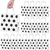 PLUVAVA 16 Pieces Soccer Clear Gift Bags, Soccer Transparent Treat Goodie Bags, Sport Clear PVC Snack Bags with Handles for Sports Team, Birthday, Holiday Party Decorations Supplies