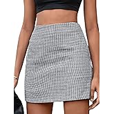 MakeMeChic Women's Plaid Mini Skirt High Waist Pencil Bodycon Short Fall Skirts