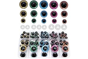 BESTCYC 1Box(80pcs) 12/16/24MM 5Colors Plastic Safety Eyes Glitter Craft Eyes Threaded Shank Design Stuffed Animal Eyes with Washers for DIY Puppet, Toy, Doll DIY Making Supplies