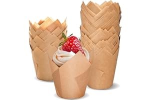 CAXBGKN 400Pcs Tulip Cupcake Liners Baking Cups Tulip Muffin Liners Cupcake Wrapper Parchment Paper Cupcakes Liner Greaseproo