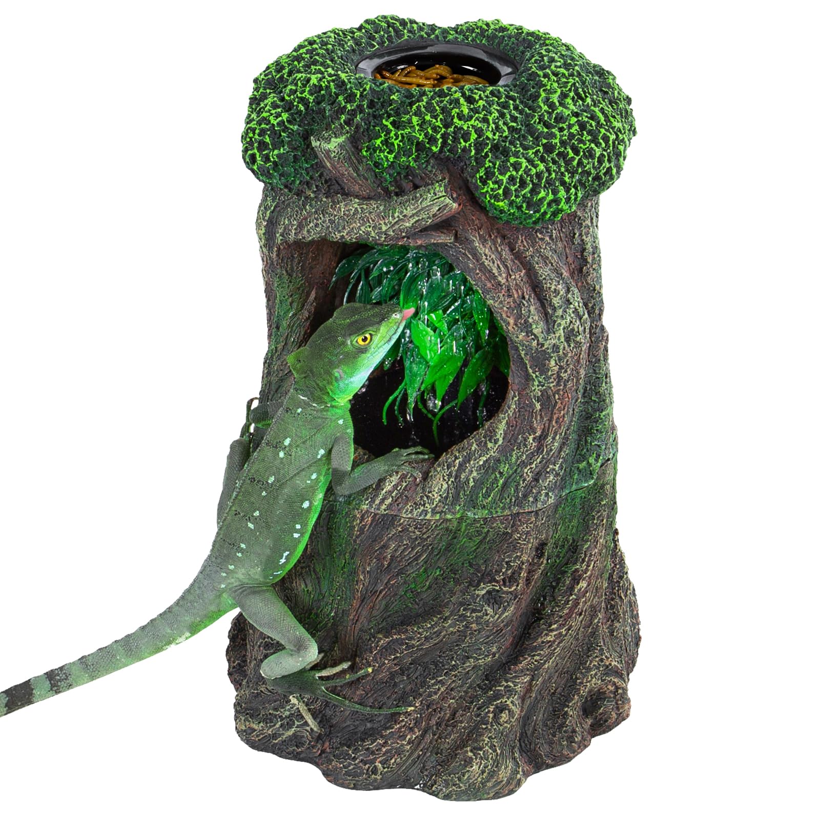 Photo 1 of REPTI ZOO Reptile Waterfall Drinking Fountain with Food Dish, 1000ML Large Reptile Terrarium Water Dispenser for Bearded Dragon Chameleon Gecko Lizard Tree Frog