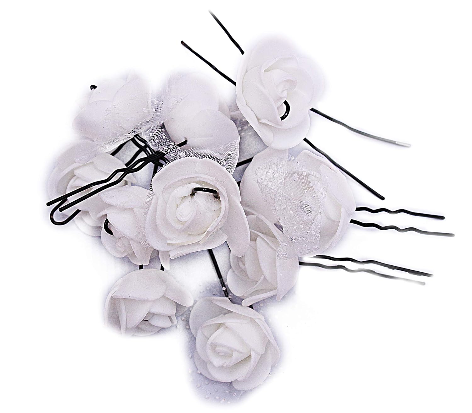 Fitness Fit White Flower Black Metal U Shape Hair Bun Pins Diy For