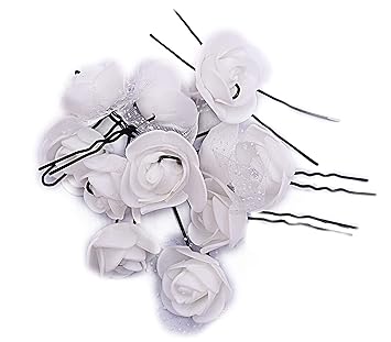Fitness Fit White Flower Black Metal U Shape Hair Bun Pins Diy For