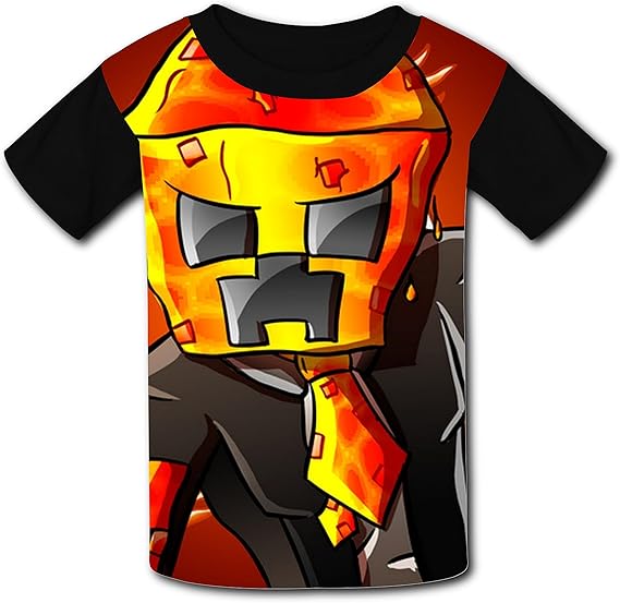 Fire Prestonplayz Children Graphic Short Sleeve Tshirts Crew Neck for