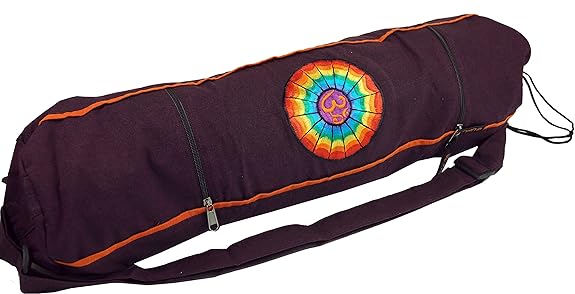 Guru-Shop Yogamatten-Tasche Regenbogen Om - Wine, Herren/Damen, Baumwolle, 65x15x15 cm, Taschen für Yogamatten