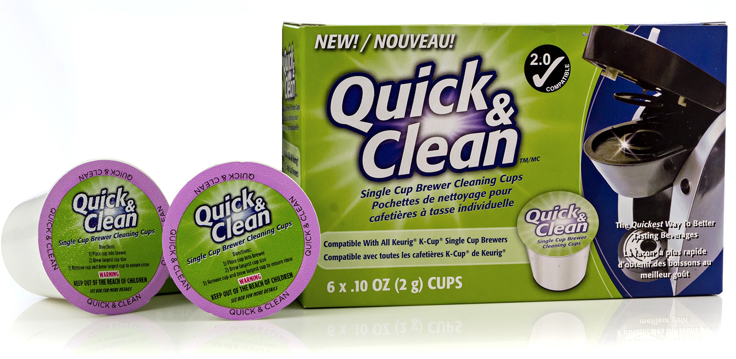Quick & Clean 6-Pack of Cleaning Cups for Keurig K-Cup Machines - 2.0 Compatible, Stain Remover, Non-Toxic