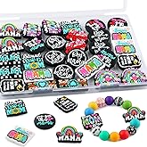 Kovict 30Pcs Mom Focal Beads for Pens, Mama Silicone Beads for Keychain Making Patterns Focals for Necklace Bracelet Beaded Pen