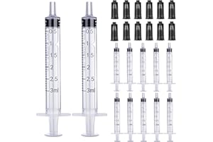 FOOSI 3ml Syringe Without Needle - 3 ml Small Plastic Syringes Sterile Individually Packed with Cap for Lab Medicine Student Measuring Liquid and Pet Dog Cat Baby Feeding Oral Colostrum ( 12 Pack 3cc /ml )
