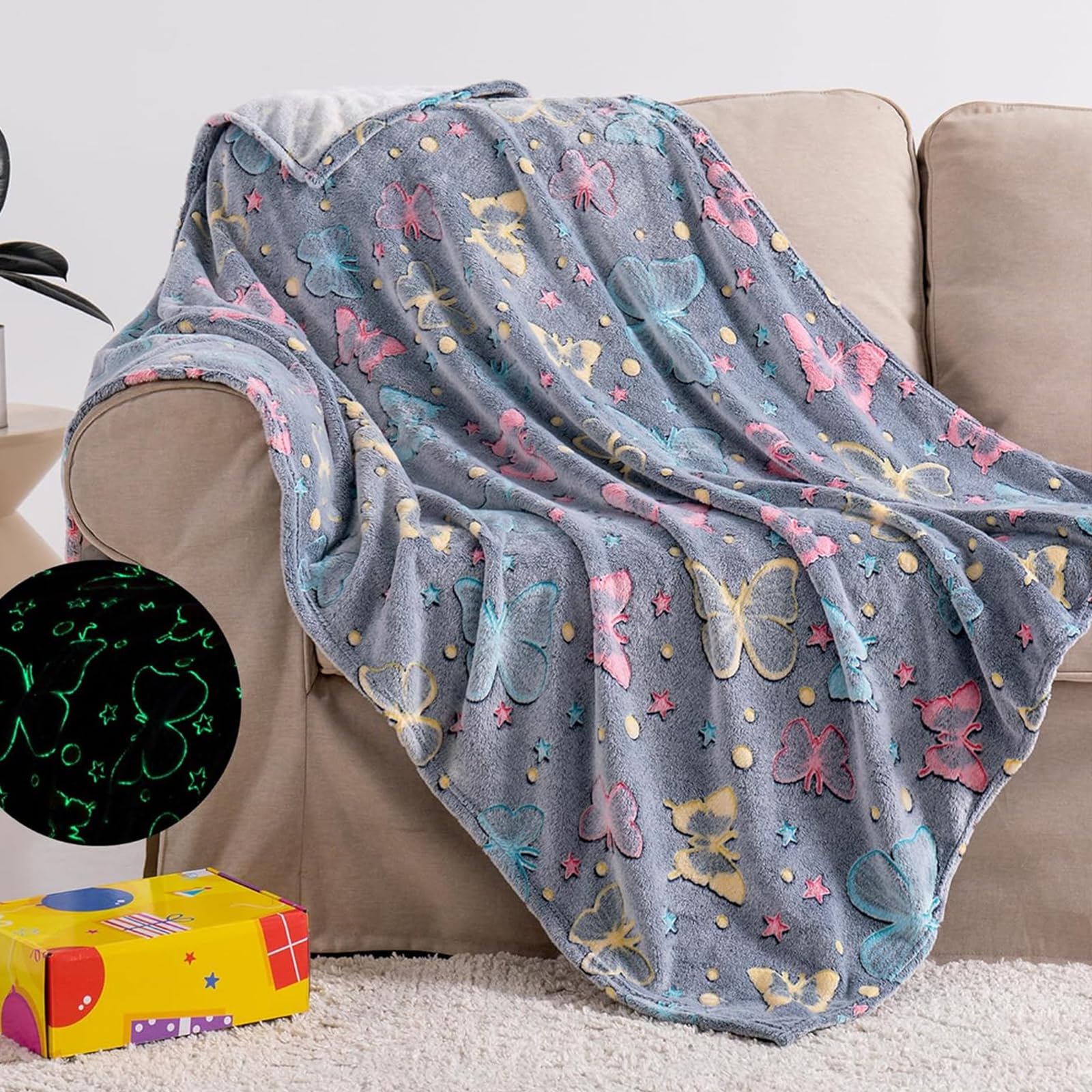 LXTOPN Blanket Glows in the Dark, Children's Blanket Unicorn Pattern, Cuddly Blanket Glowing Blanket for Children and Adults Fluorescent — image 1