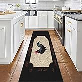 Bribay Runner Rug, Washable and Non-Slip 2'x6' Vintage Rooster Retro Flower Summer Hallway Kitchen Area Rug, Indoor Entryway Door Mat, Floor Mat Carpet for Bedroom, Bathroom, Laundry, Living Room
