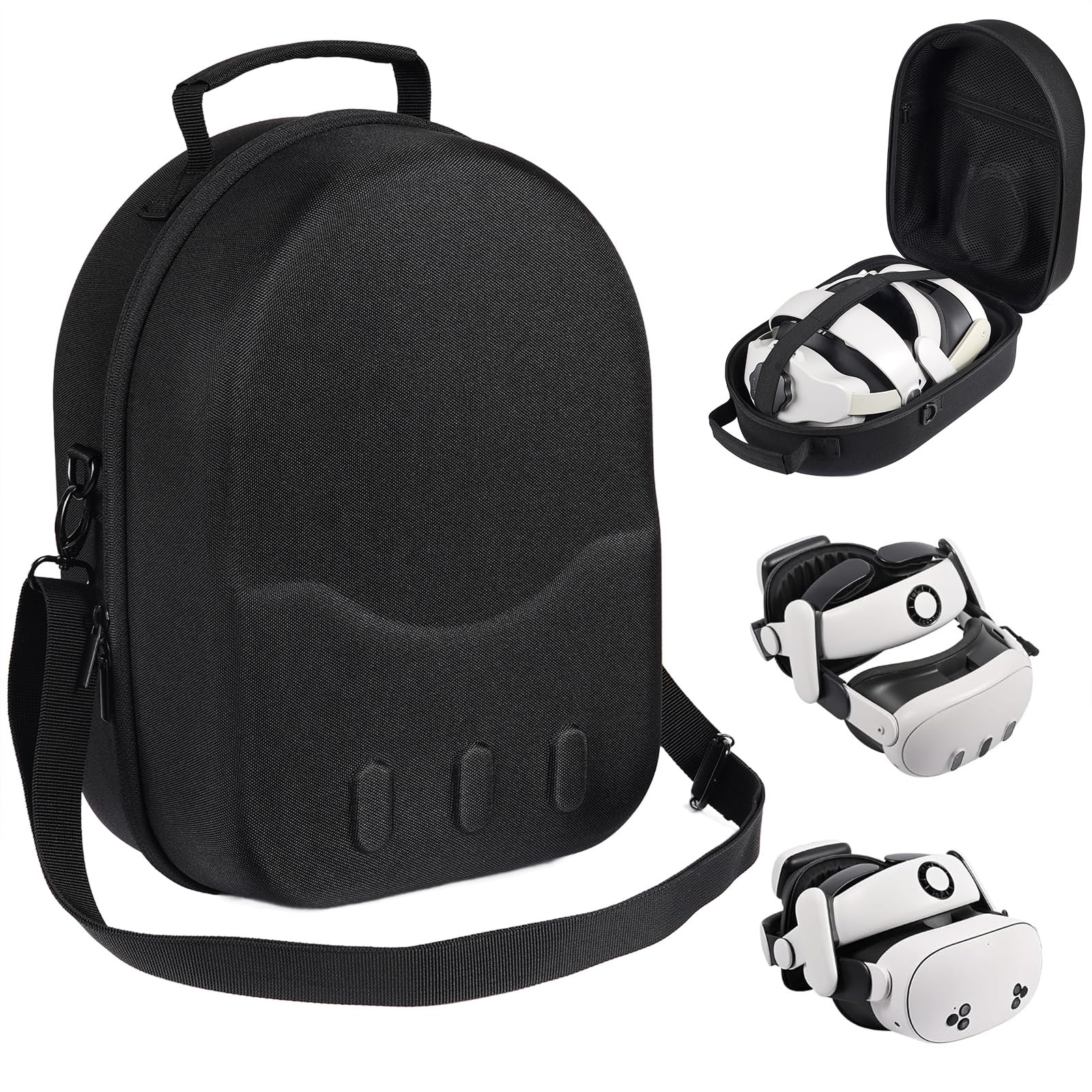 TIGOJH Large Size Hard Carrying Case for Oculus/Meta Quest 3 Fits Official VR Headset with Elite Strap & Quest 3 VR Accessories, Waterproof & Fuzz-Free, Travel and Home Storage -Black