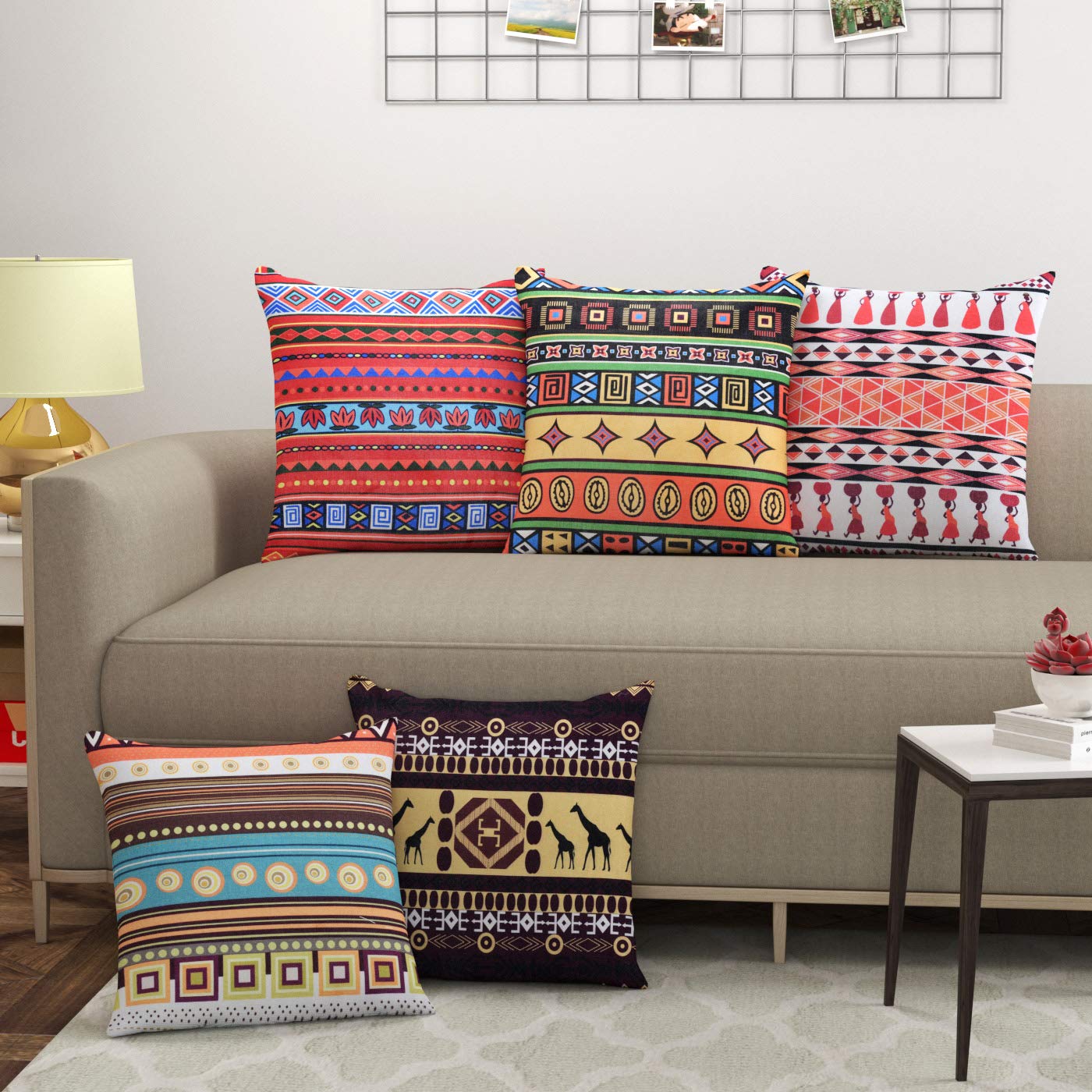 Buy pepme Cotton 150TC Cushion Cover with Inside Foam, 16x16 inches