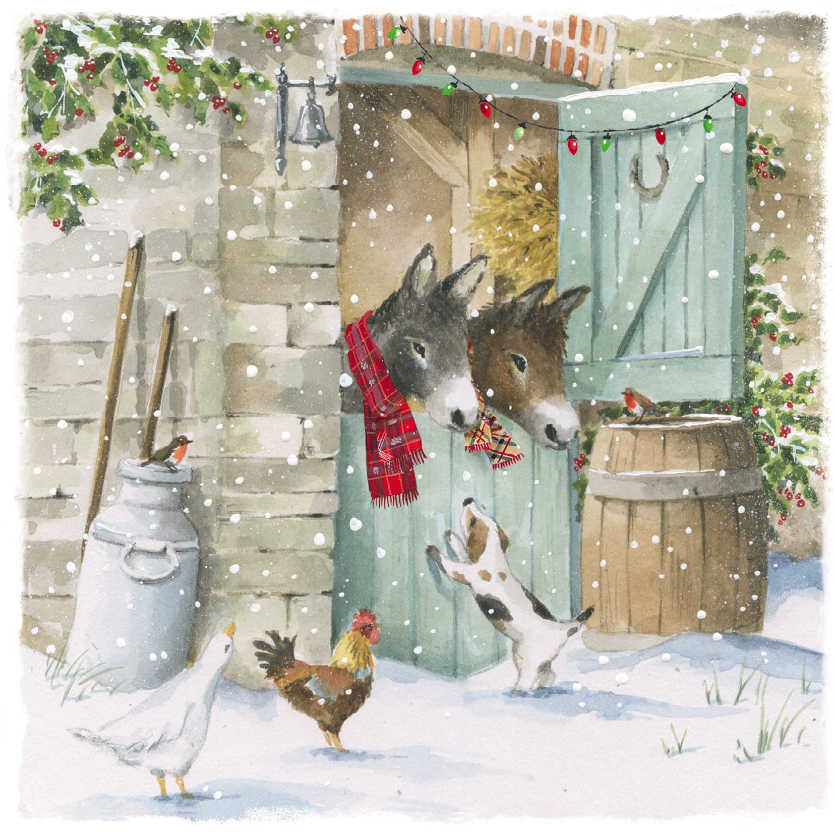 Paper House Pack of 6 Artistic Charity Christmas Cards - "At the Stable Door " - 6 Cards of the Same Design